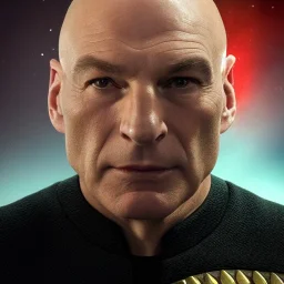 Captain Jean-Luc Picard as a Klingon Officer, realistic, 8k, cinematic, in the style of Captain Kirk from Star Trek TMP, dramatic light, full body, cinematic, photo realistic, portrait Photography, Depth of Field, hyper-detailed, beautifully color-coded, insane details, intricate details, beautifully color graded, Cinematic, Color Grading, Editorial Photography, Photography, Photoshoot, Shot on 85mm lens, Shutter Speed 1/500, F/2,