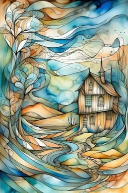 The place where the Dream and its followers live. Watercolor, fine drawing, beautiful picasso cubist composition, pixel graphics, lots of details, pastel aqua colors, delicate sensuality, realistic, high quality, work of art, hyperdetalization, professional, filigree, hazy haze, hyperrealism, professional, transparent, delicate pastel tones, back lighting, contrast, fantastic, nature+space, Milky Way, fabulous, unreal, translucent, glowing