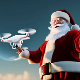 Drone kullanan noel baba, octane render, 8k, --ar 1:1