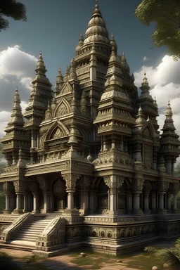 a hindu temple in a southern gothic, antebellum, middle earth fantasy world