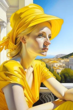 Neoclassicism woman realistic yellow cote d'azur