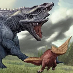 Tyrannosaurus chasing Triceratops