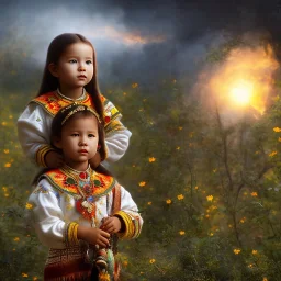 indigenous child, bright, luminous