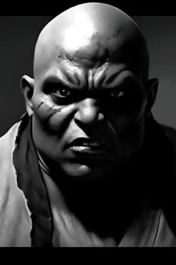 A native Indian chef, they but a fabric on his eye so he can not see and his arms are Handcuffed. looks miserable with bruises on his face like he has been beating sitting on a broken chair in a prison with dem light and dark prison environments , Busch painting style , sureal