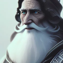 Portrait of old "Wizard Merlín" with long beard long white hear and hood apparel.extremely detailed face,crystal clear Big eyes,perfectly centered image,intricate detail.Diseney style, korra character face style.and Kilian Eng art color