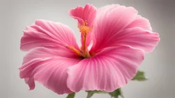 a perfect pink Hibiscus flower at a slight angle to compose the stamen nicely within the flower. Image also taken when the flower is not fully open - which is when it is at its most attractive. Isolated on white.