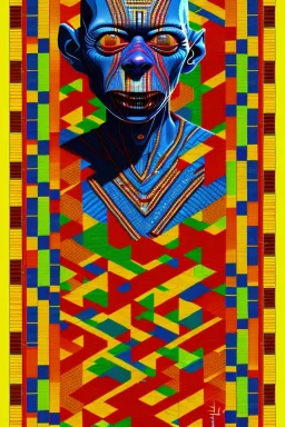 smeagol in Kente, cinematic, ghana colours, african pattern, engraved, high detail