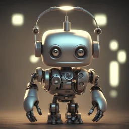 Mechanical robot .cute. 3D animation. kind face