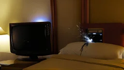 Broken TV sparking in hotel room