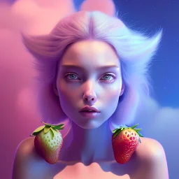 pixar style,realistic painting of a beautiful girl in a jar jam marmelade,volumetric blue clouds,pink sky environment and flying strawberries in background, volumetric lighting,dramatic lighting, detailed digital painting, extreme dense and fine fur, anime, ornate, colour-washed colors, elegant, small minutiae, tiny features, particulars, centered, smooth, sharp focus, renderman gofur render, 8k, uhd, detailed eyes, realistic shaded volumetric lighting,caustics,backligh