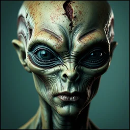 Organic with a biological damaged skin texture of an alien face