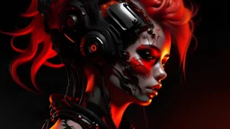 4k full realism full details logo demon femme cyberpunk firestarter hardrock emission radio; cheveux noirs