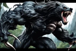 Venom beast in 8k realistic anime drawing style, bear them, ice power, dark forest, highly detailed, high details, detailed portrait, masterpiece,ultra detailed, ultra quality