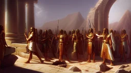 Phoenician soldiers received by the Pharaoh of Egypt for dinner