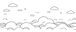 a series spaced curved and looping horizontal lines with paths inspired by clouds, cloud topography, whimsical cute, kawaii, black lines on white, vector lines