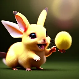 cute baby picachu, high-key cut unreal engine, volumetric, warm indoor lighting, detailed, digital painting, cinematic, character design