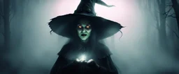 horrible witch rendered in awesome fog and light, says:"What is the password?"