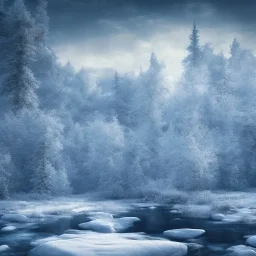 winter landscape, ice field, dream, depth of field, realistic details