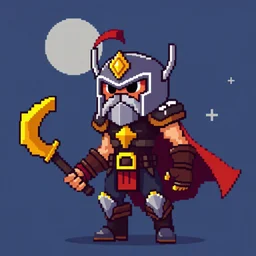 pixelated game character, retro, hero, epic