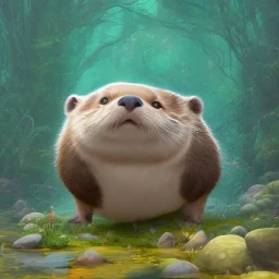 pixar art style of cute fat baby otter in natural environment, monotone color, full body, by mobeius, au naturel, hyper detailed, digital art, trending in artstation, cinematic lighting, studio quality, smooth render, unreal engine 5 rendered, octane rendered, art style by klimt and nixeu and ian sprigger and wlop and krenz cushart