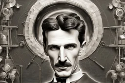 Nikola Tesla lifelike in the style of 3-d