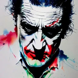 photorealistic "Robert De Niro", joker, watercolor illustration by <agnes cecile> <Yoji Shinkawa>, natural tones, ornate and intricate detail , soft smooth lighting, soft pastel colors,