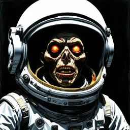 Visual necromancy, Melancholy hungry zombie astronaut, by Dave McKean, inspired by the nightmare paintings of Zdzislaw Beksinski, by Wassily Kandinsky, gnostic tragedy, sinister