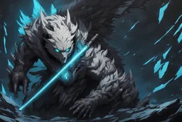 grendel in 8k solo leveling shadow artstyle, ice bear them, neon effect, full body, apocalypse, intricate details, highly detailed, high details, detailed portrait, masterpiece,ultra detailed, ultra quality