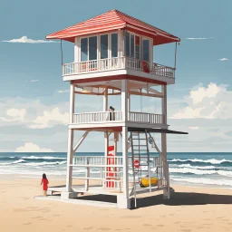 The lifeguard tower is an American landmark and an architectural symbol of US beaches and ocean safety. Learn how to draw these classic seaside structures. They're all over the North American coastline, and they help save lives. Lifeguard towers provide a privileged, taller view over the ocean and allow trained, certified rescuers to watch and perform surveillance routines in their designated areas. Whether witnessing a potentially life-threatening drowning event or spotting sharks in the vic