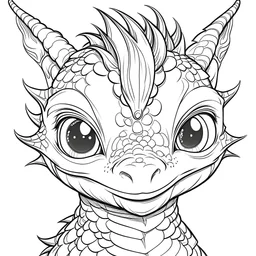 outline art for square baby dragon portrait coloring page for kids, classic manga style, anime style, realistic modern cartoon style, white background, sketch style, only use outline, clean line art, no shadows, clear and well outlined