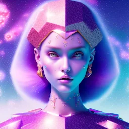 woman glitter pink and blue in a galactic ambiance, delicate colors in the foreground, full of details, smooth, light effect，vaporwave colorful, smooth, extremely sharp detail, finely tuned detail, ultra high definition, 8 k, unreal engine 5, ultra sharp focus