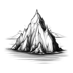 A black and white cute drawing of a iceberg, only outline, white background