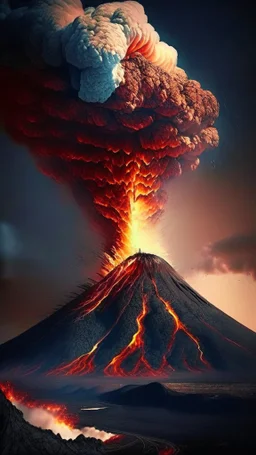 giant volcano erupting