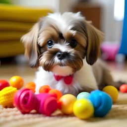 Shih Tzu Puppy Playing with Toys