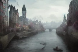 Quebec city+Livorno canal+tree on bridges+corner building on hill++Gothic city+BioShock+Dishonored+Bloodborne +trieste+Edinburgh+Chicago+victorian London+decòpunk Skyscraper+ +steampunk+biopunk+alphonse mucha, greg rutkowski,matte painting, cryengine, hyper detailed, felix kelly, fantasy art, seb mckinnon