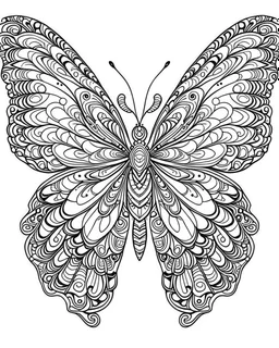 Page coloring book, mandala butterfly, white Background, clean line art