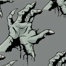 zombie hand claw, attack, comic book style, grey background,