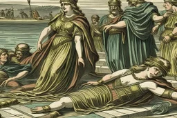 Agrippina reached the shore, Nero's men awaited her, and they mercilessly stabbed her to death stab her in the stomach