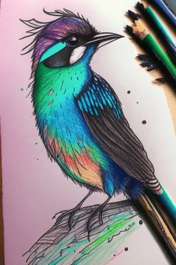 a bird drawing made with alcohol markers