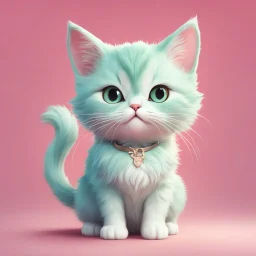 A delightful and adorable cartoon illustration featuring a cute mint-colored cat against a charming pink background, (delightful illustration:1.4), (adorable cartoon cat:1.5), (charming pink background:1.3), (expressive mint hues:1.2), inspired by the styles of cute cartoon artists, trending on ArtStation, Intricate, Sharp focus, vibrant lighting, (whimsical:1.4), (playful ambiance:1.3), (lush fur details:1.5), Cartoon, Masterful, Captivating, High Detail, Cinematic view