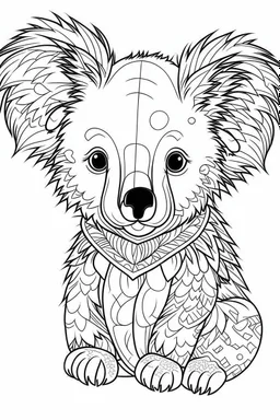 outline art for Koala Joey coloring pages with sitch, white background, Sketch style, full body, only use outline, toddlers style, clean line art, white background, no shadows and clear and well outlined.