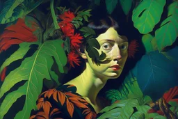 woman in colorful jungle by Caravaggio