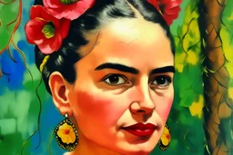 frida kahlo style oil painting