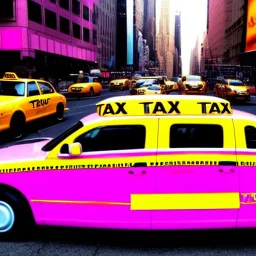 concept art, design, taxi car in new york, taxi car, photography, professional photography, taxi car made of candies, candies, car made of sweets, pink taxi car,