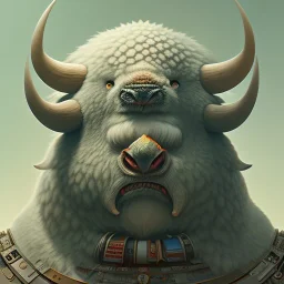 Buffalo , portrait.intricate detail,.studio ghibli,andrea bonelli,Kilian Eng,Ohrai, Dan Craig character, style.