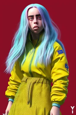 Billie Eilish, skirt, photorealistic, 8k