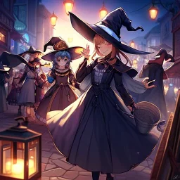  streetMarket, night, cute witch,