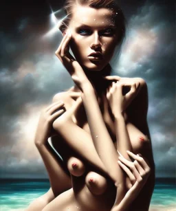 woman, photographer. oil on canvas, volumetric lighting, helmut newton