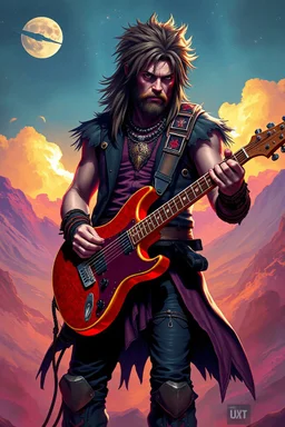 rockstar human bard 80s fantasy