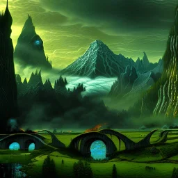 Epic Drawing of mordor scenery of The Hobbit estilo Van Gogh 4k